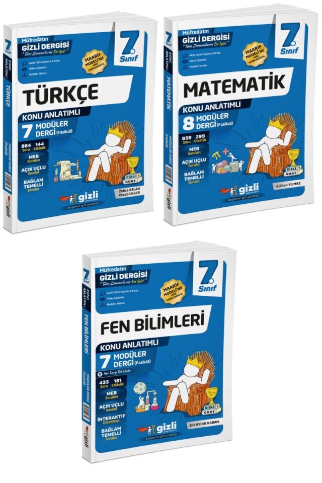 Gizli Yayınları 7. Sınıf Türkçe Matematik Fen Bilimleri Fasikül Seti