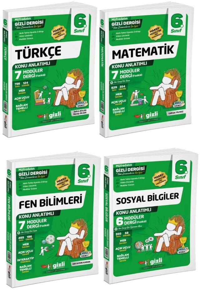 Gizli Yayınları 6. Sınıf Türkçe Matematik Fen Bilimleri Sosyal Bilgiler  Fasikül Seti