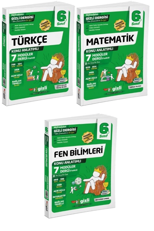 Gizli Yayınları 6. Sınıf Türkçe Matematik Fen Bilimleri Fasikül Seti