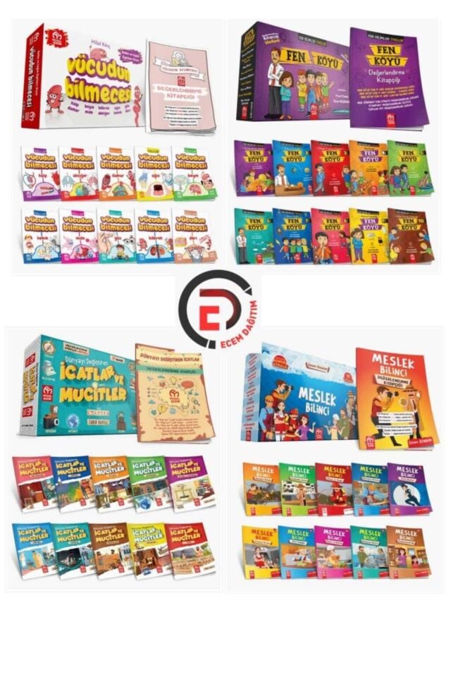 Model Çocuk 4 lü Hikaye Seti (Vücudun Bilmecesi + Fen Köyü + İcatlar ve Mucitler + Meslek Bilinci - 40 Kitap)