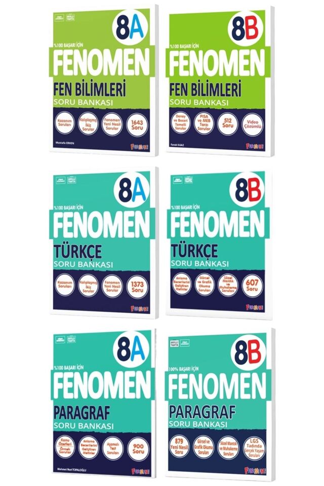 Fenomen Yayıncılık 8. Sınıf 8A ve 8B Fen Bilimleri Türkçe Paragraf Soru Bankası Seti