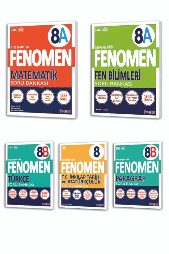 Kurmay Fenomen 8 Sınıf LGS Seti Matematik Fen Türkçe İnkılap Paragraf Soru Bankası Seti