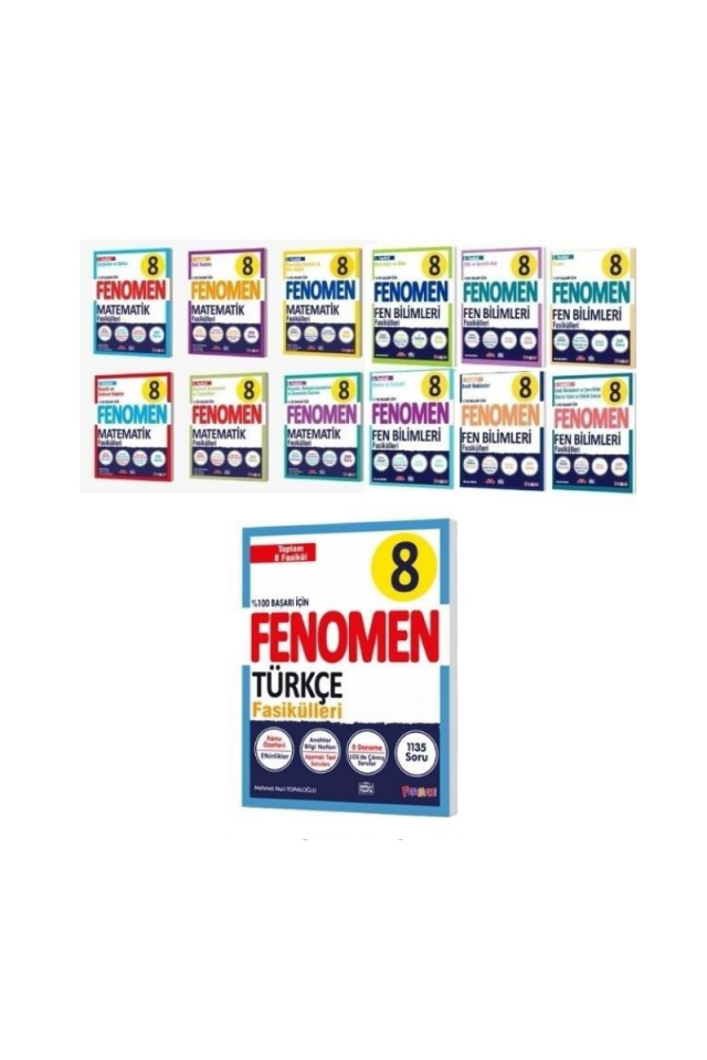 Kurmay Fenomen 8 Sınıf LGS Seti Matematik Fen Bilimleri Türkçe Fasikül Seti (20 Fasikül