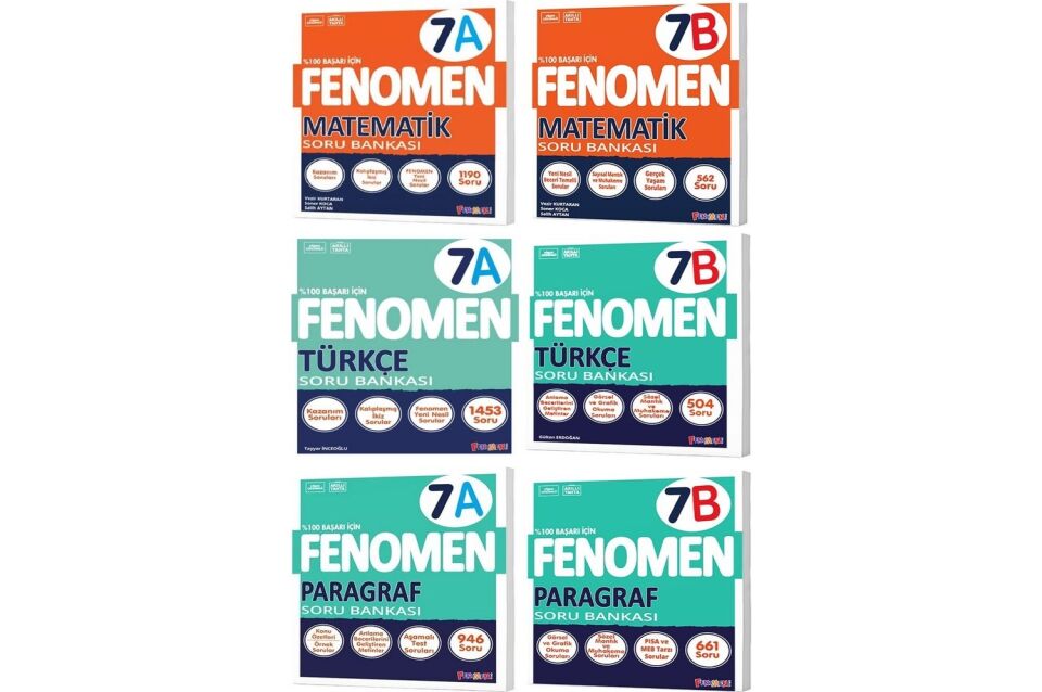 Kurmay Fenomen 7 Sınıf Seti Matematik Türkçe Paragraf Soru Bankası Seti (6 Kitap