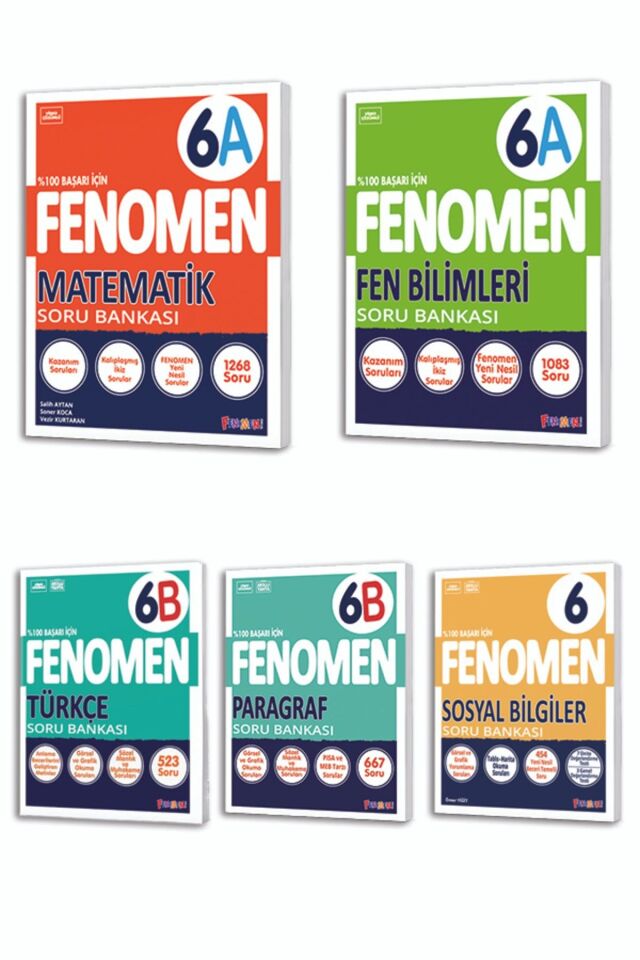 Kurmay Fenomen 6 Sınıf Seti Matematik Fen Türkçe Paragraf Sosyal Bilgiler Soru Bankası Seti (5 Kitap