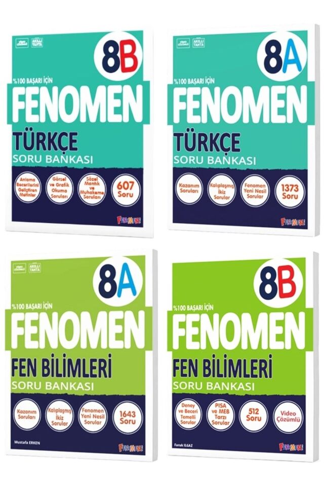 Kurmay Fenomen 8 Sınıf LGS Seti Türkçe Fen Bilimleri Soru Bankası Seti 4 Kitap