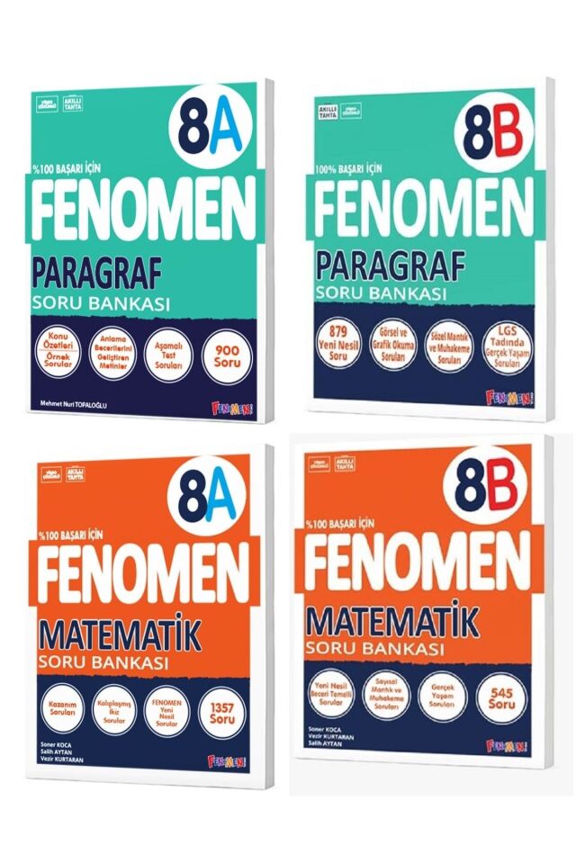 Kurmay Fenomen 8 Sınıf LGS Seti Paragraf Matematik Soru Bankası Seti (4 Kitap