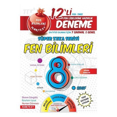 Nartest Yayınları 8. Sınıf Nar Fen Bilimleri 12 Deneme Sınavı (7 Sarmal + 5 Genel)