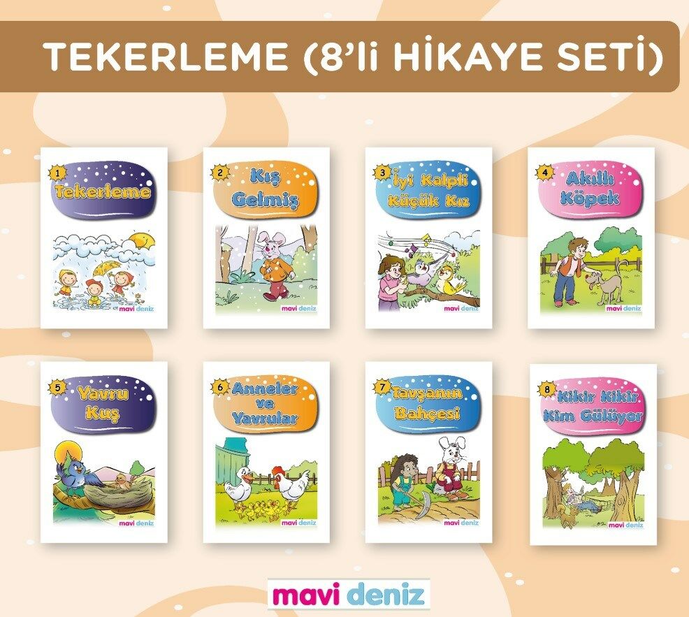 Mavi Deniz 1. Sınıf Tekerleme Hikaye Seti 8 Kitap Yeni