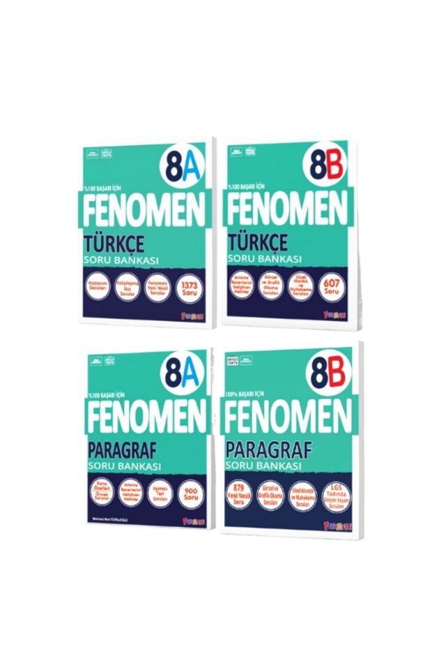 Kurmay Fenomen 8 Sınıf LGS Seti Türkçe Paragraf Soru Bankası Seti 4 Kitap
