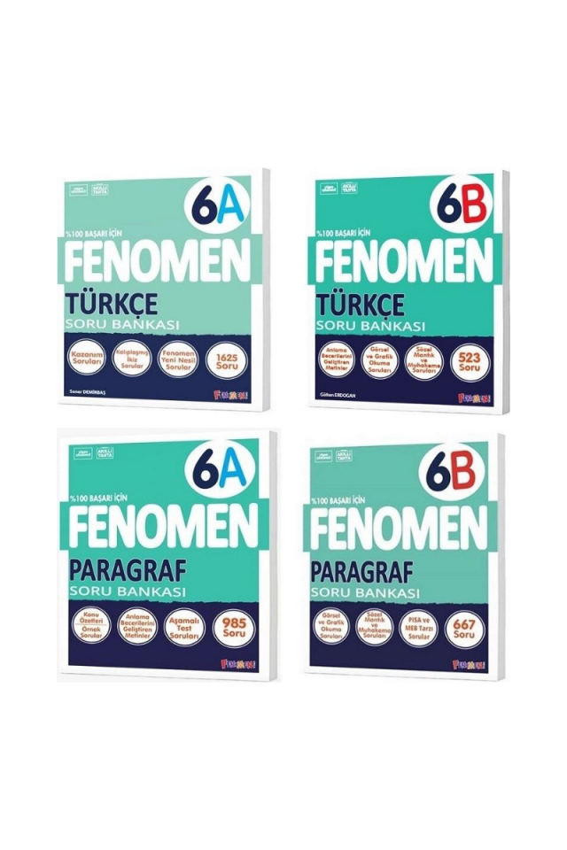 Kurmay Fenomen 6 Sınıf Seti Sözel Türkçe ve Paragraf Soru Bankası Seti 4 Kitap