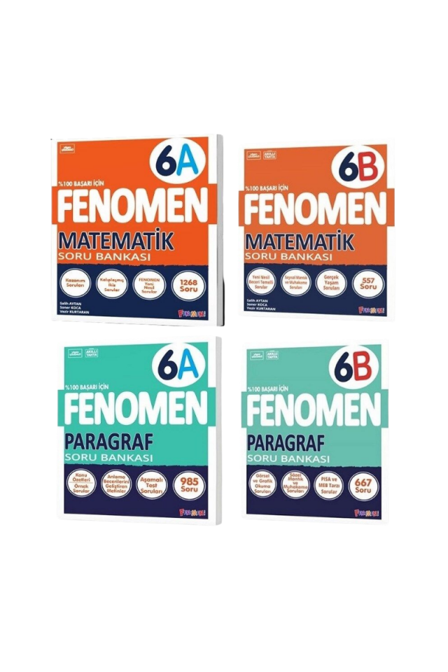 Kurmay Fenomen 6 Sınıf Seti Matematik ve Paragraf Soru Bankası Seti 4 Kitap