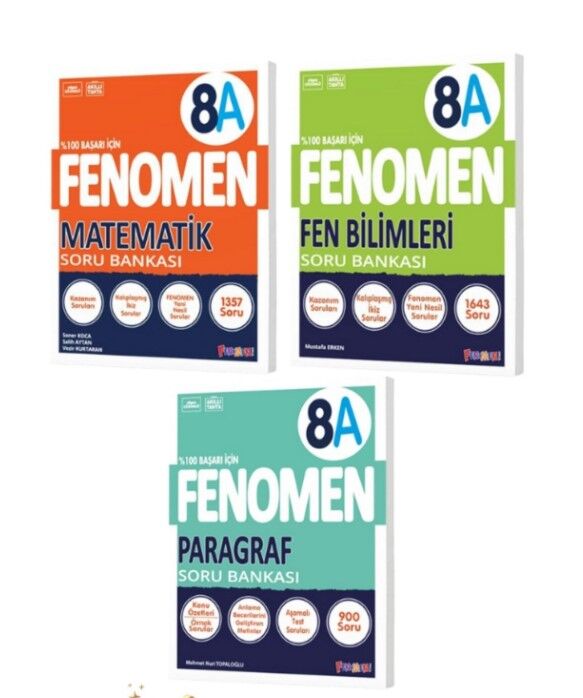 Kurmay Fenomen 8 Sınıf LGS Seti 8A Serisi Matematik Fen Bilimleri Paragraf Soru Bankası Seti  3 Kita