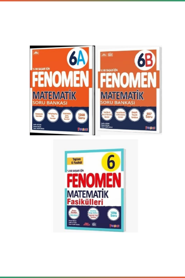 Kurmay Fenomen 6 Sınıf Seti Matematik Soru Bankası ve Fasikülleri Paket İçeriği (3 Kitap - 6 Fasikül