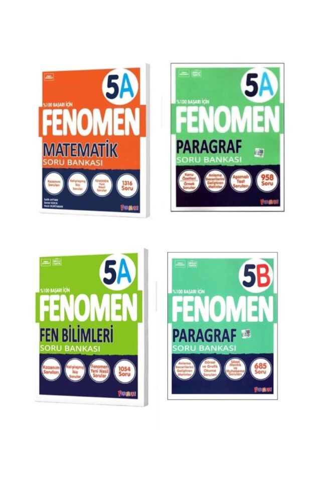 Kurmay Fenomen 5 Sınıf Seti Matematik Fen Bilimleri Paragraf Soru Bankası Seti 4 Kitap