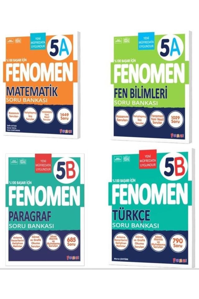 Kurmay Fenomen 5 Sınıf Seti Matematik Fen Bilimleri Türkçe Paragraf Yeni Müfredat Soru Bankası Seti (4 Kitap