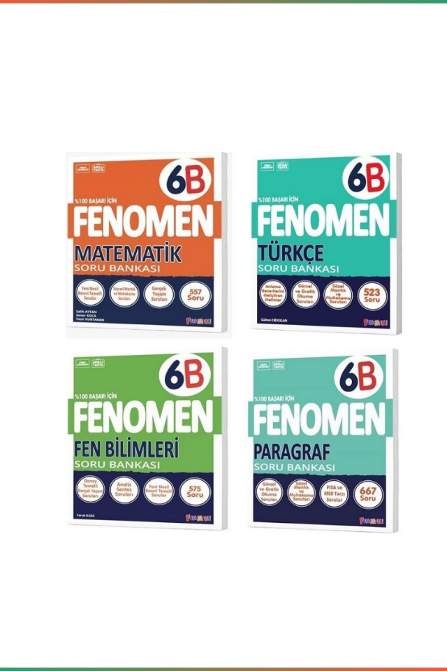 Kurmay Fenomen 6 Sınıf Seti 6B Serisi Matematik Türkçe Fen Bilimleri Paragraf Soru Bankası Seti (4 Kitap