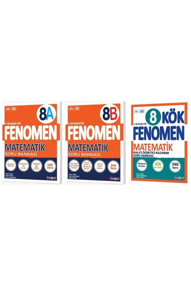 Kurmay Fenomen 8 Sınıf LGS Seti Matematik Soru Bankası Üçlü Set (3 Kitap - 8A + 8B + KÖK