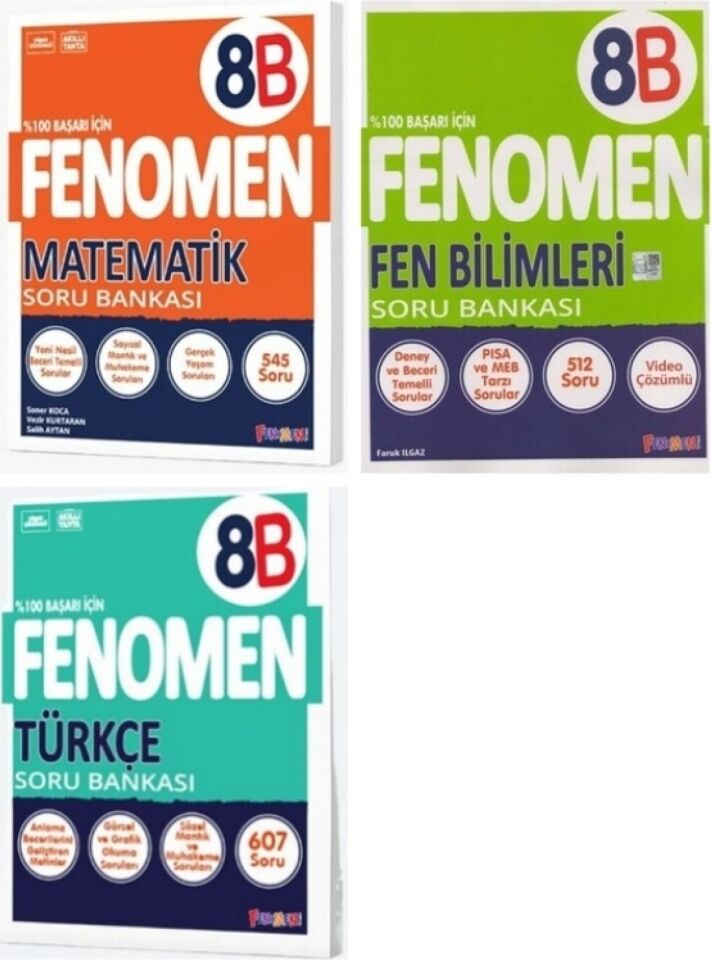 Fenomen Yayıncılık LGS 8. Sınıf B Serisi Soru Bankası 3lü Set