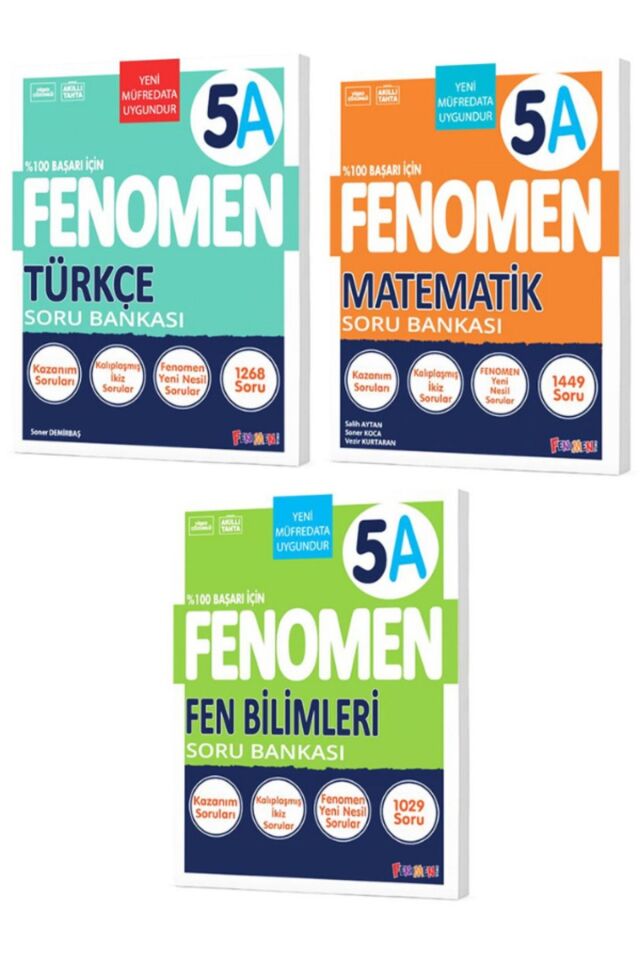 Kurmay Fenomen 5 Sınıf Seti 5A Serisi Türkçe Matematik Fen Bilimleri Soru Bankası Seti (3 Kitap
