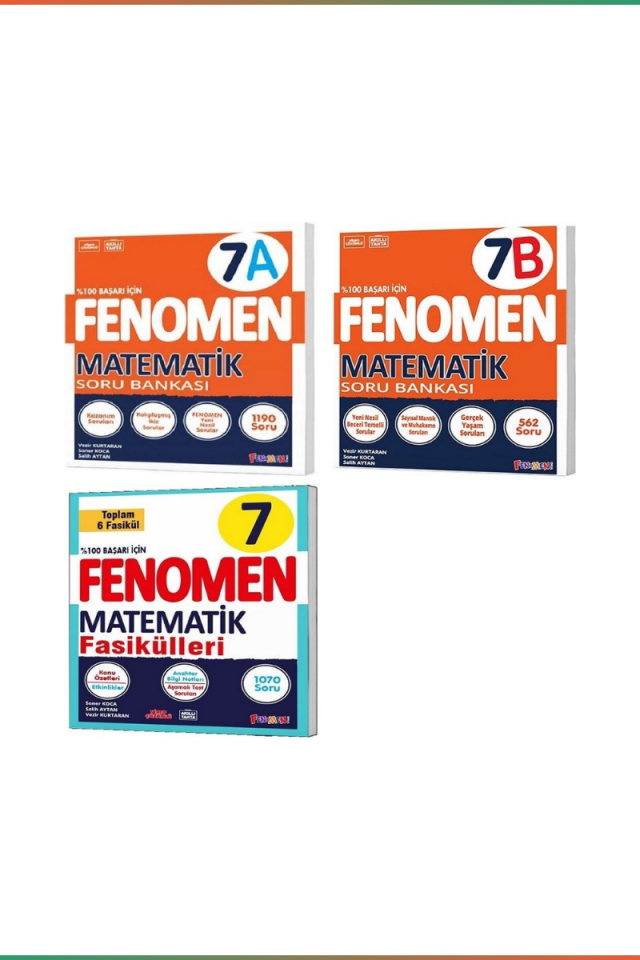 Kurmay Fenomen 7 Sınıf Seti Matematik Soru Bankası ve Fasikülleri Paket İçeriği (3 Kitap