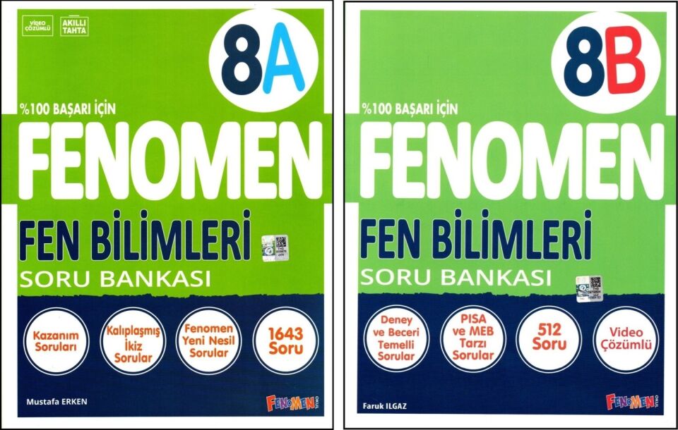 Fenomen Yayıncılık Fenomen 8. Sınıf Lgs Fen Bilimleri Soru Bankası (A)+(B) Kitabı 2 Kitap
