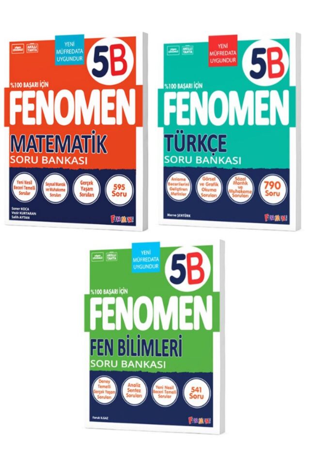 Kurmay Fenomen 5 Sınıf Seti 5B Serisi Matematik Türkçe Fen Bilimleri Soru Bankası Seti (3 Kitap