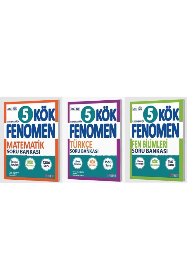 Kurmay 5. Sınıf Kök Fenomen Soru Bankası Seti ( Türkçe Matematik Fen Bilimleri 3 Kitap)