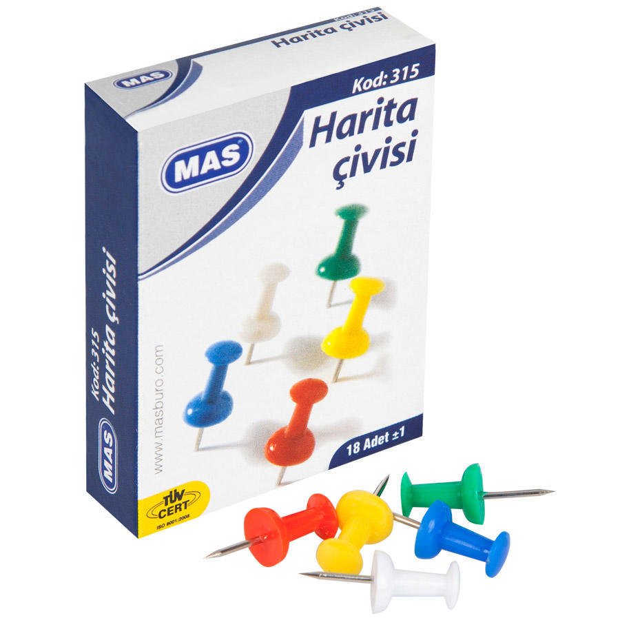 Mas 315 Harita Çivisi Karışık Renkli 18'li