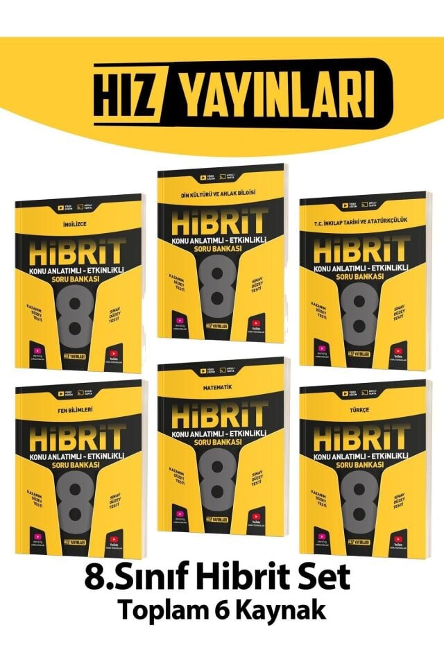 Hız Yayınları 8. Sınıf Hibrit Seti Tüm Dersler LGS 6 Kitap