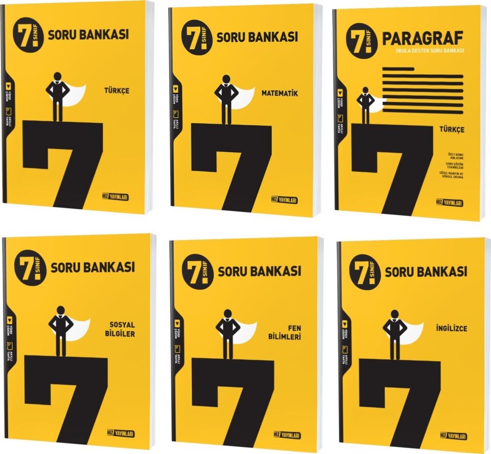 Hız Yayınları 7. Sınıf Soru Bankası Seti Tüm Dersler 6 Kitap (T-M-F-S-İ-P)