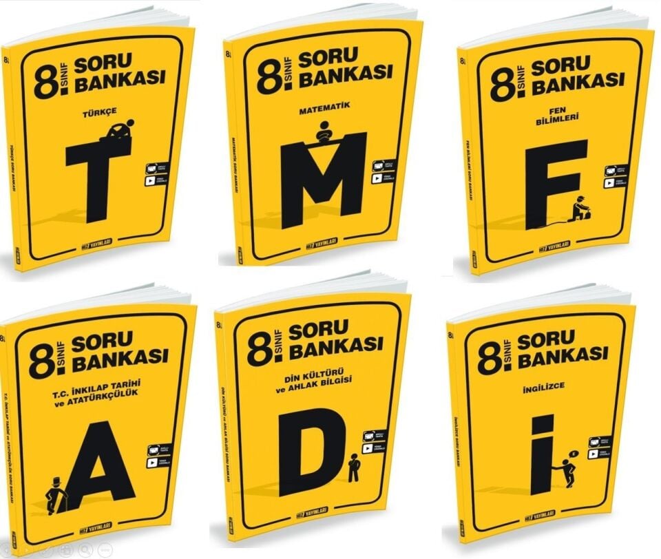 Hız Yayınları 8. Sınıf Soru Bankası Seti Tüm Dersler LGS 6 Kitap (T-M-F-İ-D-İ)