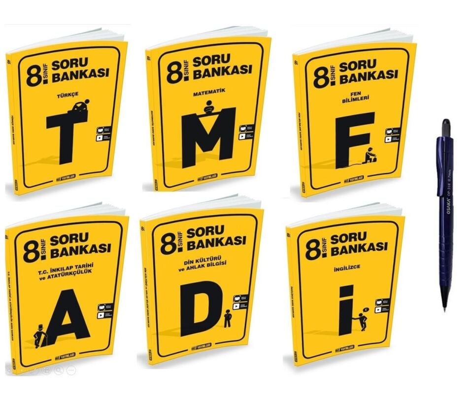 Hız Yayınları 8. Sınıf Soru Bankası Seti Tüm Dersler LGS 6 Kitap (T-M-F-İ-D-İ)