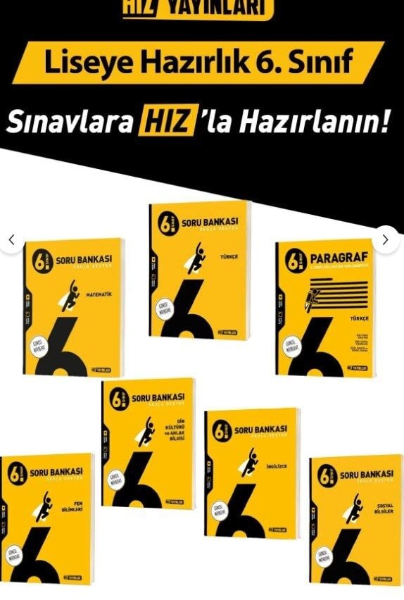Hız Yayınları 6. Sınıf Soru Bankası Seti Tüm Dersler 7 Kitap