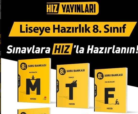 Hız Yayınları 8. Sınıf Soru Bankası Seti Matematik Türkçe Fen 3 Kitap LGS