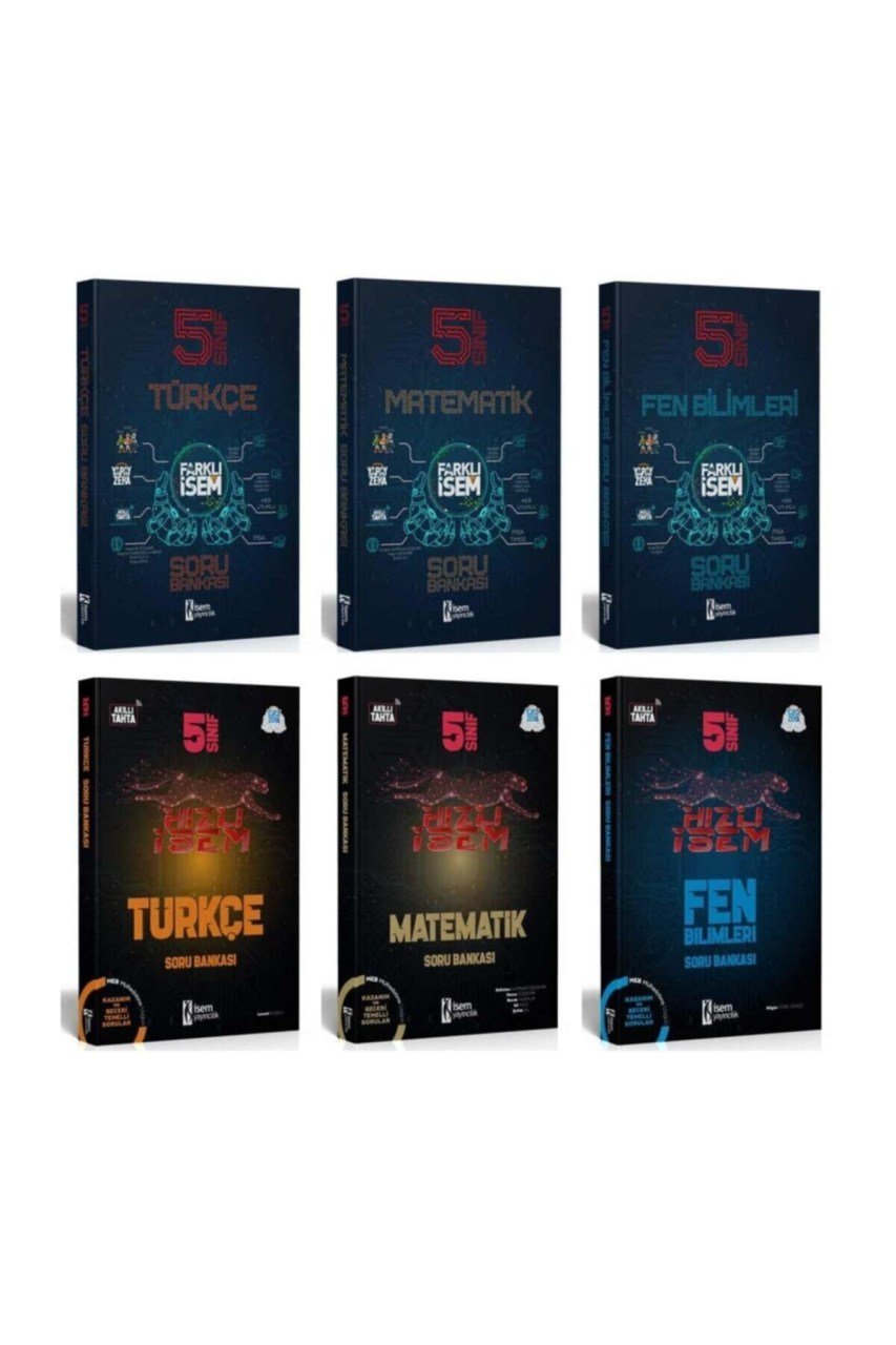 İsem Yayınları 5. Sınıf Farklı Ve Hızlı T-M-F Soru Bankası Seti 6 Kitap 2021 - 2022