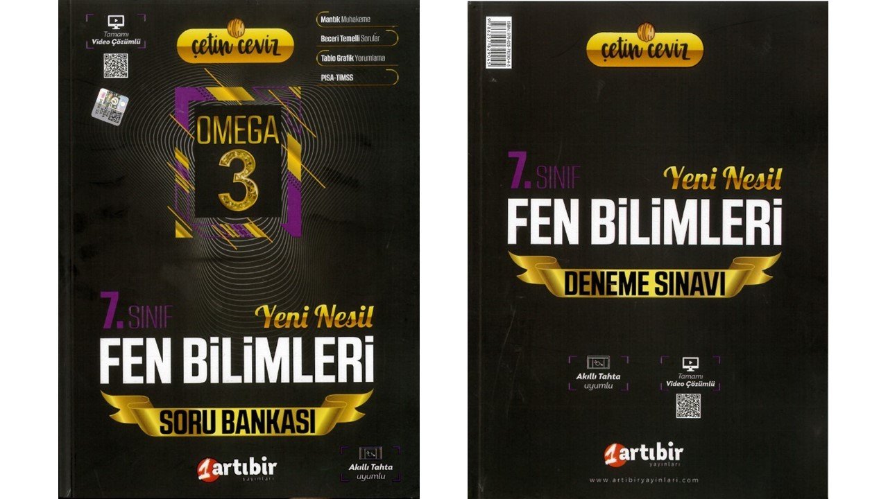 Artıbir  Yayınları 7. Sınıf Çetin Ceviz Omega 3 Fen Bilimleri Soru Bankası ve Deneme Tek Kitap