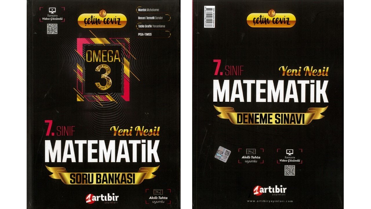 Artıbir  Yayınları 7. Sınıf Çetin Ceviz Omega 3 Matematik Soru Bankası ve Deneme Tek Kitap