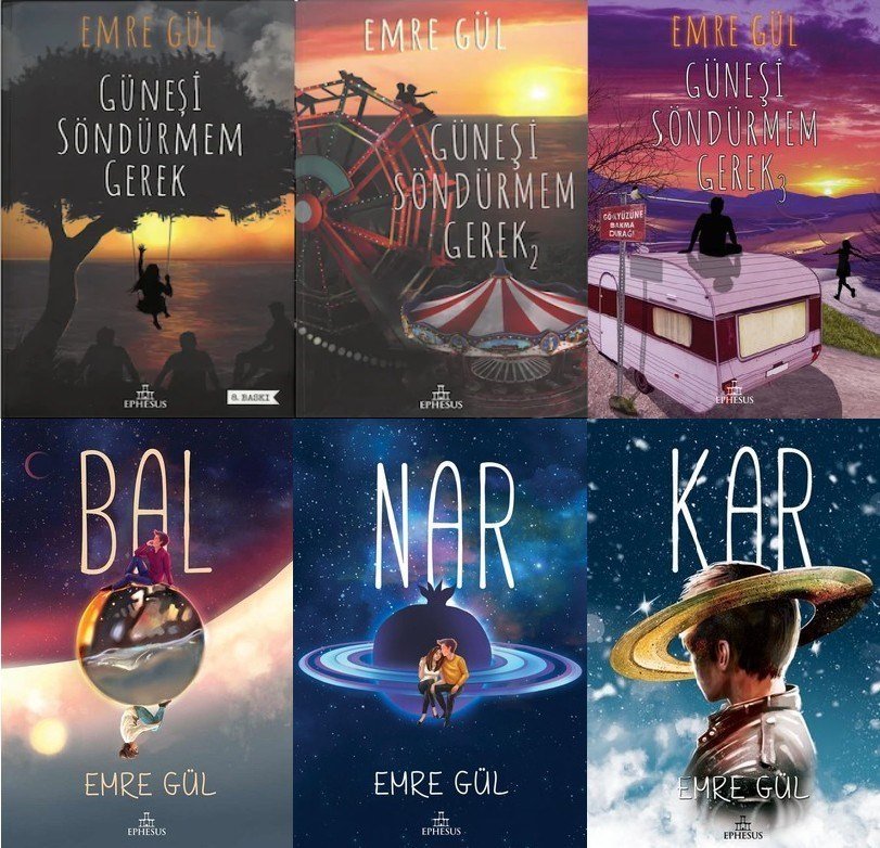Emre Gül 6 Kitap Set CİLTSİZ (Güneşi Söndürmem Gerek 1-2-3, Bal, Nar, Kar)
