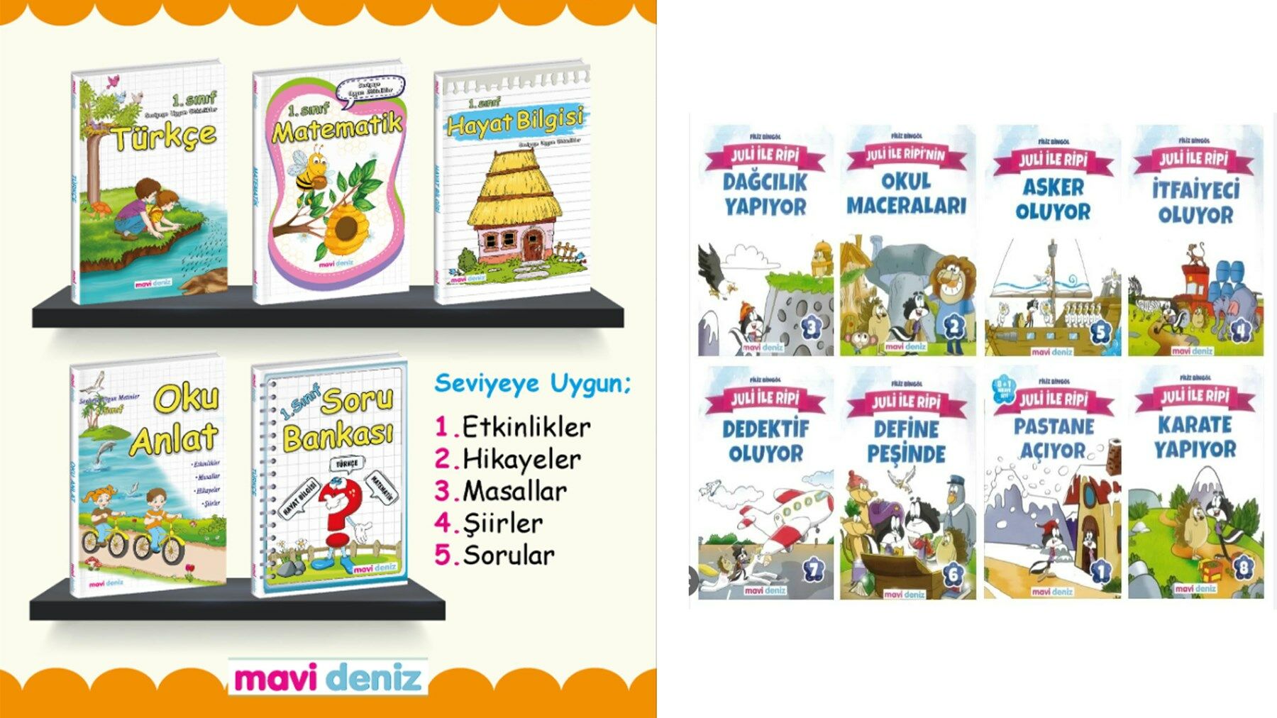 Mavi Deniz 1. Sınıf 2. Dönem 5li Set Hikaye Seti