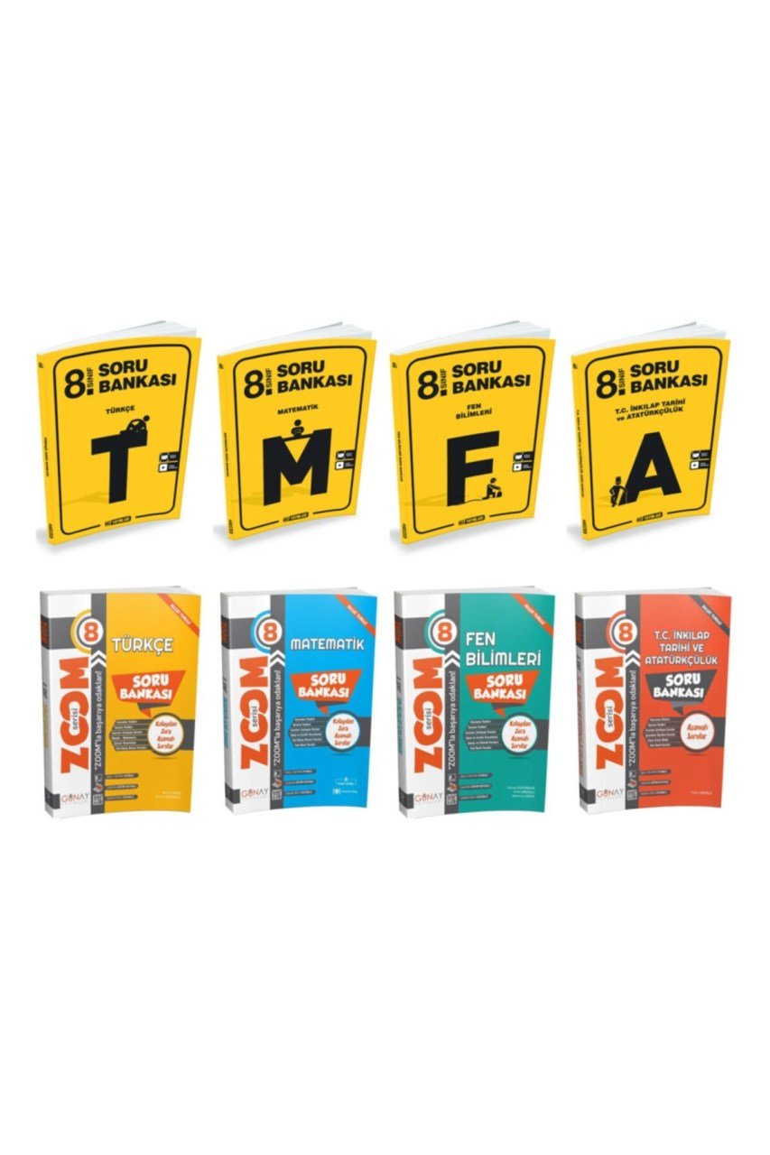 8. Sınıf ve Günay Zoom Serisi Tüm Dersler Soru Bankası Seti