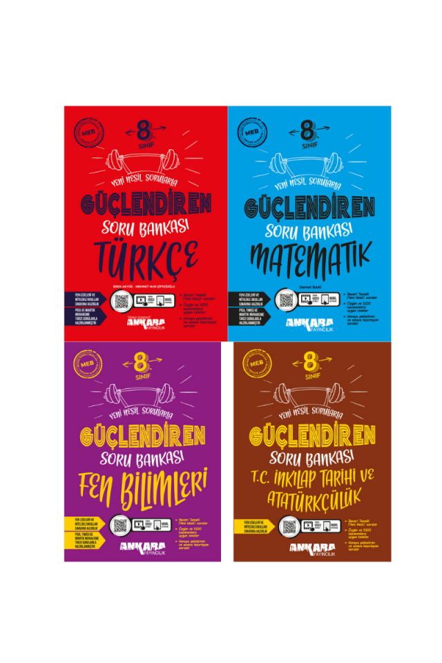 Ankara Yayıncılık 8. Sınıf Güçlendiren Soru Bankası Seti 4 Kitap (T-M-F-S)