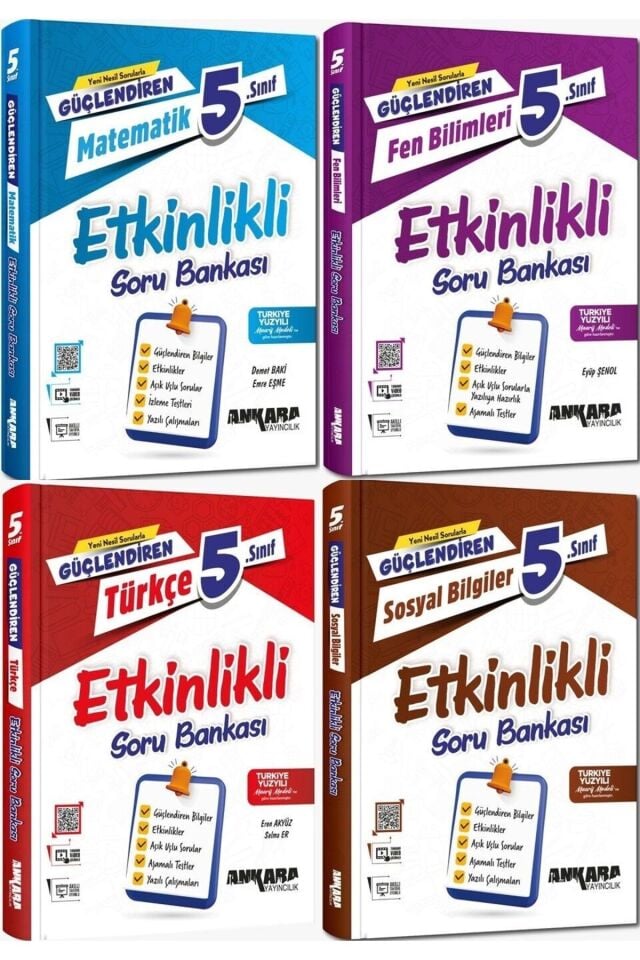 Ankara Yayıncılık 5. Sınıf Güçlendiren Etkinlikli Soru Bankası Seti 4 Kitap (T-M-F-S)