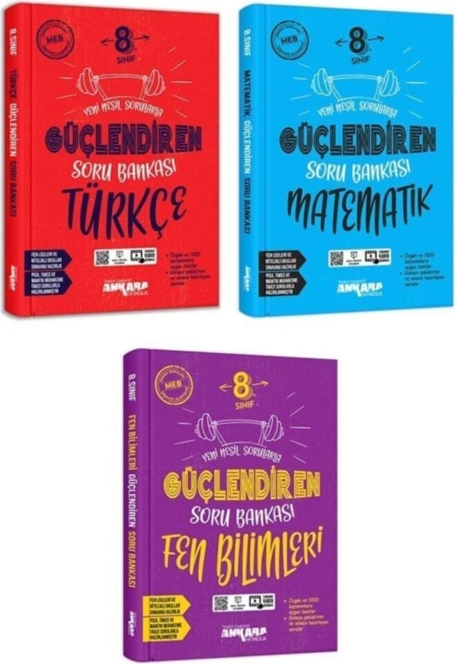 Ankara Yayıncılık 8. Sınıf Güçlendiren Soru Bankası Seti 3 Kitap (T-M-F)