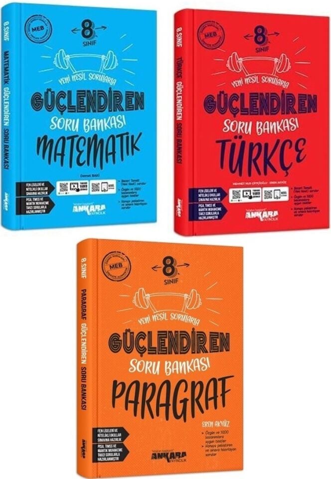 Ankara Yayıncılık 8. Sınıf Güçlendiren Soru Bankası Seti 3 Kitap (P-T-M)
