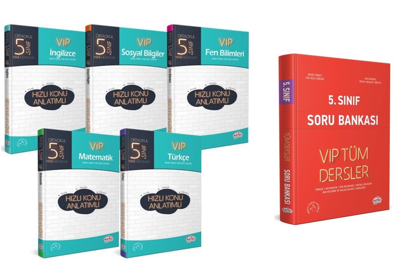 Editör Yayınları 5. Sınıf 5'li Vıp Konu+ Kırmızı Soru Fırsat Seti