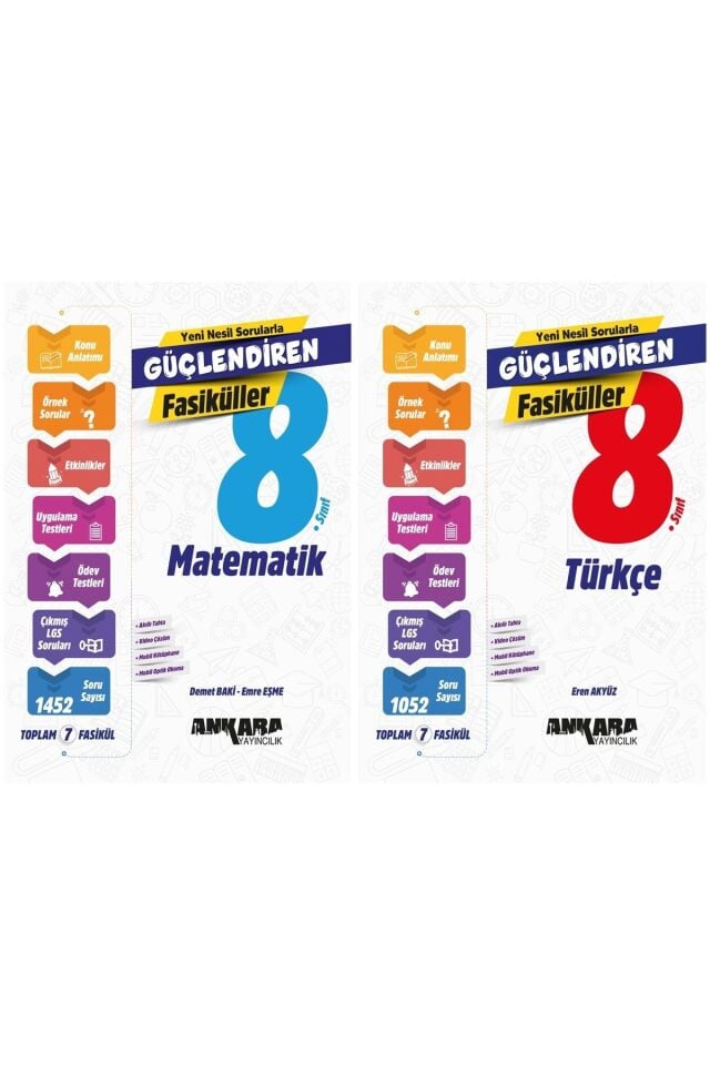 Ankara Yayıncılık 8. Sınıf Güçlendiren Fasiküller Seti 2 Kitap (T-M)