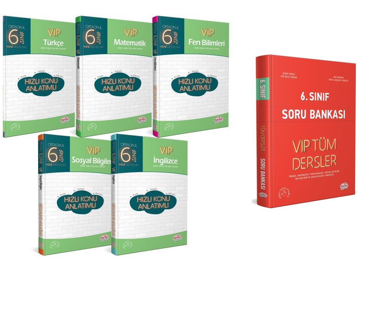 Editör Yayınları 6. Sınıf 5'li Vıp Konu+ Kırmızı Soru Fırsat Seti