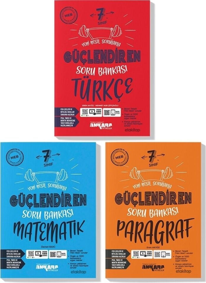 Ankara Yayıncılık 7. Sınıf Güçlendiren Soru Bankası Seti 3 Kitap (P-T-M)