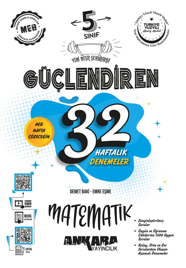 Ankara Yayıncılık 5. Sınıf Matematik Güçlendiren 32 Haftalık Denemeler